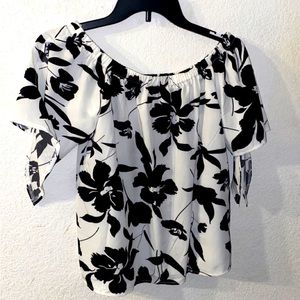 Shein Floral Print Knot Cuff Blouse